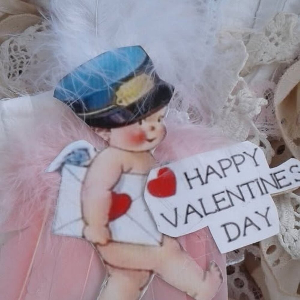 VALENTINE DAN CUPID MAILMAN VINTAGE STYLE ORNAMENT*BEST SELLER*OH DARLING